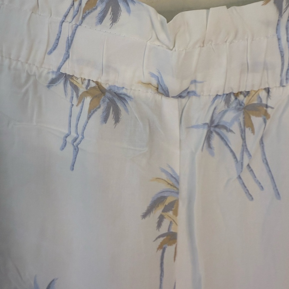 Banana Republic Factory tropical pajama Pants White & Blue Palm Tree Print SZ XL - Picture 4 of 14